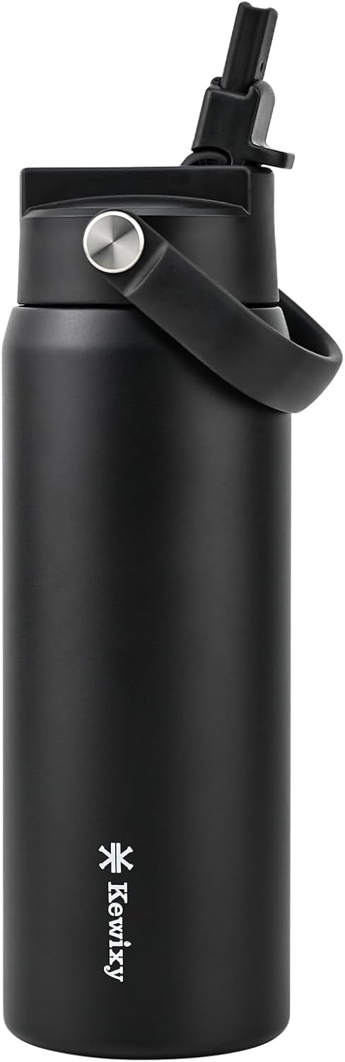 KEWIXY Pickleball Water Bottle 32 oz Insulated, Stainless Steel with Straw, Leak Proof, Keep Cold 24H, Vacuum, Pickleball Gifts for Pickleball Players, Pickleball Lovers, Women Girls Sport