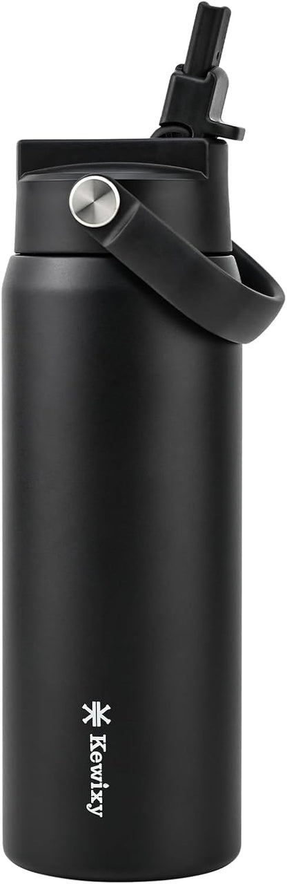 KEWIXY Pickleball Water Bottle 32 oz Insulated, Stainless Steel with Straw, Leak Proof, Keep Cold 24H, Vacuum, Pickleball Gifts for Pickleball Players, Pickleball Lovers, Women Girls Sport