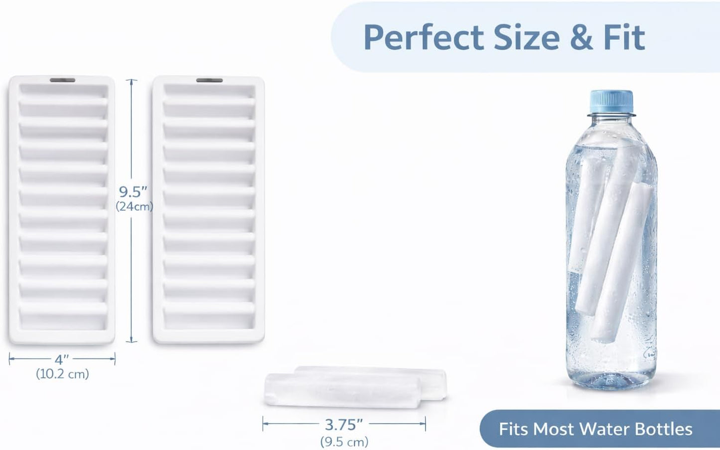 Set of 2 Ice Stick Trays – BPA-Free Plastic, Freezer-Safe, Long Ice Sticks for Water Bottles & Sports Bottles, Easy-Release Design