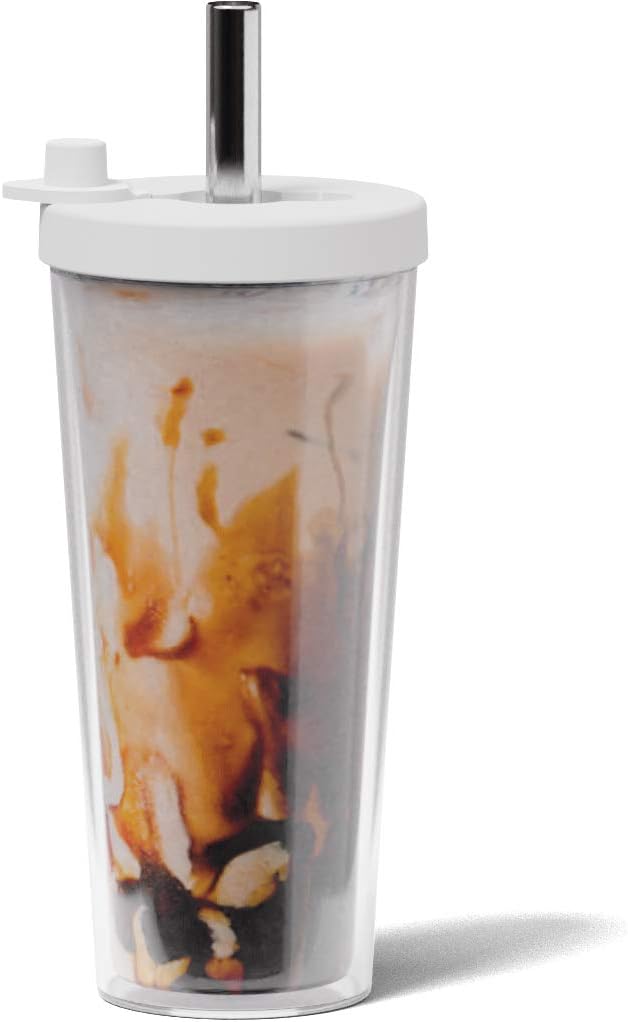 Dodoko Reusable Boba Cup and Straw Boba Tea Cup Bubble Tea Cup Reusable Iced Coffee Cup Cold Coffee Cup Smoothie Cup with Lid and Straw Smoothie Cup to go Smoothie Tumbler 17 oz - Sage Green