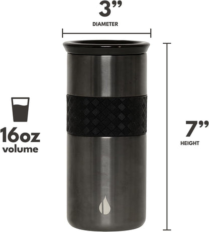 Elemental Artisan Insulated Tumbler, Triple Wall Coffee Travel Mug, Reusable Stainless Steel Coffee Tumbler with Ceramic Lid, Thermal Coffee Cups for Hot (6 Hrs) & Cold (18 Hrs), 16oz - Forest Green