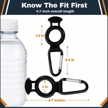 2-Pack Plastic Water Bottle Holder Rubber Grip Aluminum Carabiner