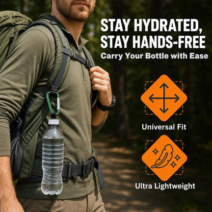 2-Pack Plastic Water Bottle Holder Rubber Grip Aluminum Carabiner