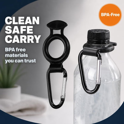 2-Pack Plastic Water Bottle Holder Rubber Grip Aluminum Carabiner