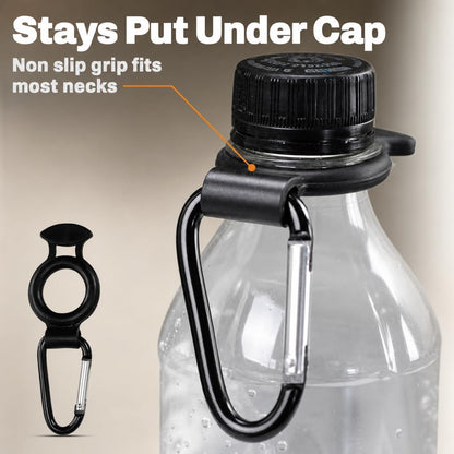 2-Pack Plastic Water Bottle Holder Rubber Grip Aluminum Carabiner