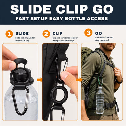 2-Pack Plastic Water Bottle Holder Rubber Grip Aluminum Carabiner
