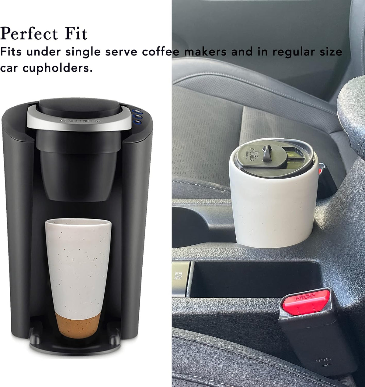 Double Wall Ceramic Coffee Travel Mug with Lid, 14 oz, Portable, Microwave, Dishwasher Safe, Insulated Reusable Tall Cup, Splash Resistant Lid - To Go Tumbler for Car Cup Holder, Nightwaves