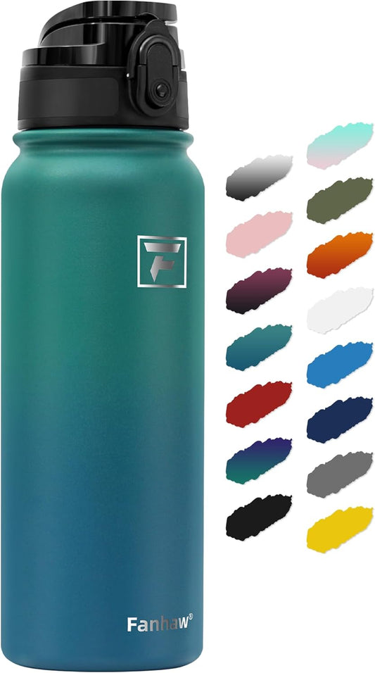 20oz Insulated Water Bottle with Anti-dust Chug Lid, Green Blue
