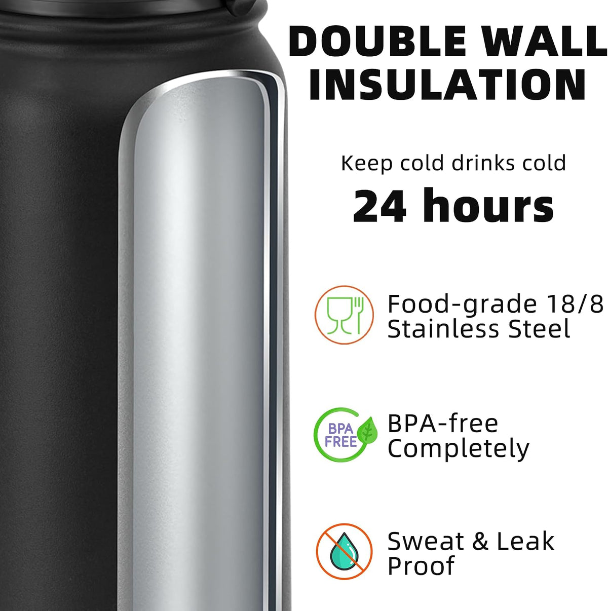20oz Insulated Water Bottle with Anti-dust Chug Lid, Green Blue