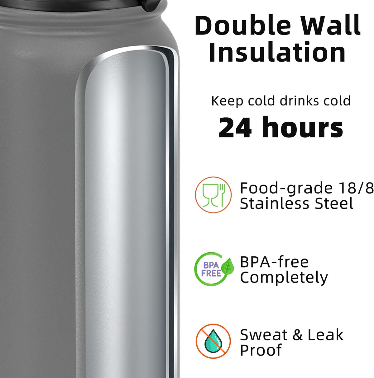 20oz Insulated Water Bottle with Anti-dust Chug Lid, Green Blue