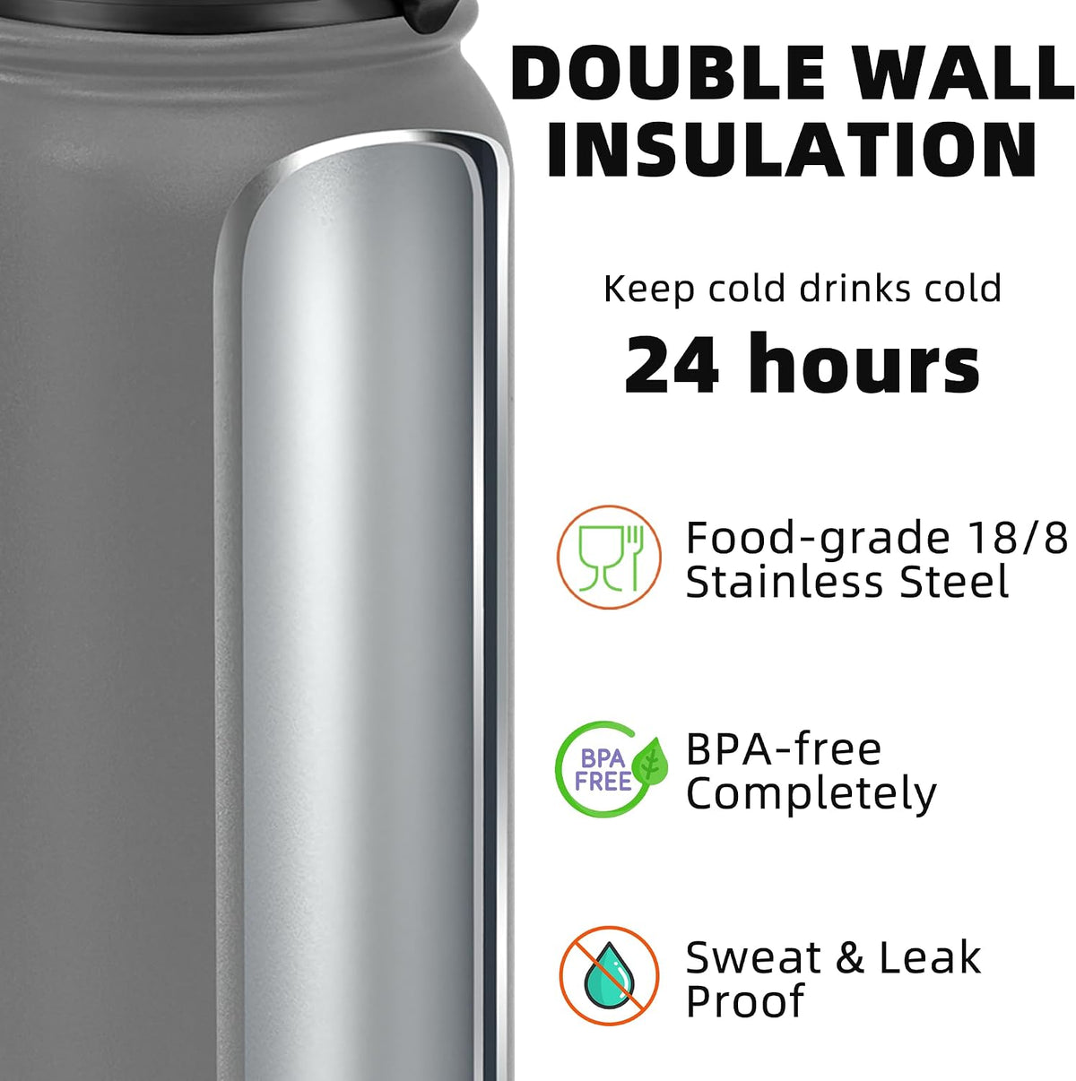 20oz Insulated Water Bottle with Anti-dust Chug Lid, Green Blue
