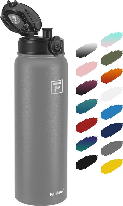 20oz Insulated Water Bottle with Anti-dust Chug Lid, Green Blue