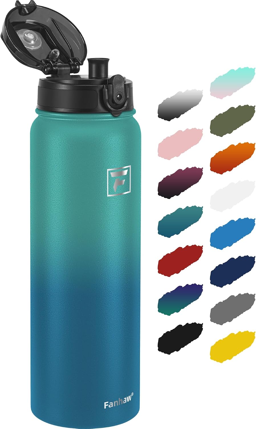 20oz Insulated Water Bottle with Anti-dust Chug Lid, Green Blue