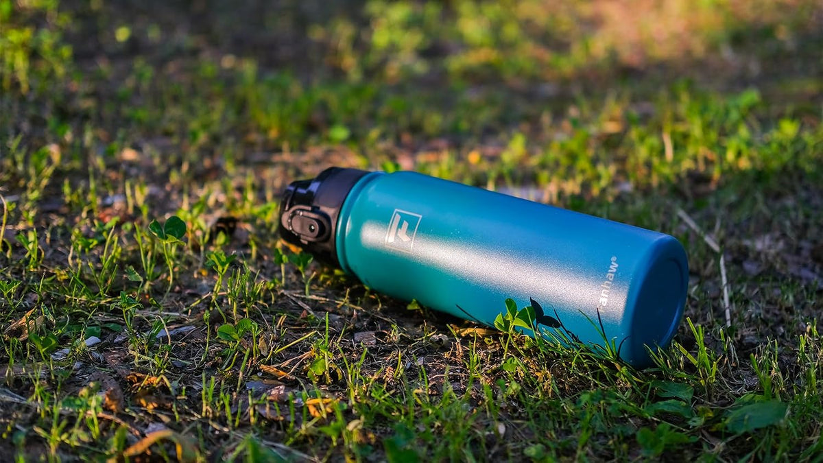 20oz Insulated Water Bottle with Anti-dust Chug Lid, Green Blue