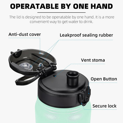 20oz Insulated Water Bottle with Anti-dust Chug Lid, Green Blue