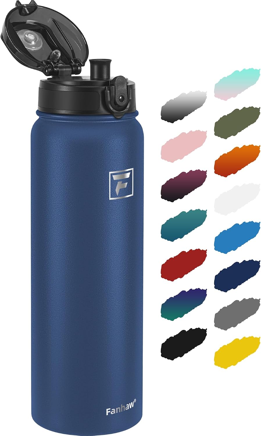 20oz Insulated Water Bottle with Anti-dust Chug Lid, Green Blue