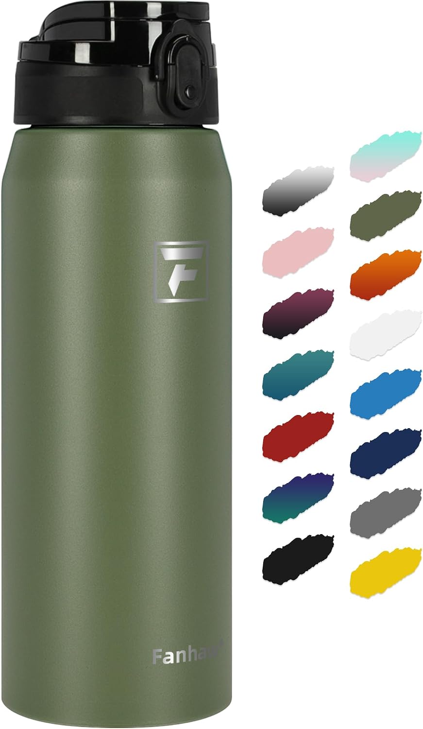 20oz Insulated Water Bottle with Anti-dust Chug Lid, Green Blue