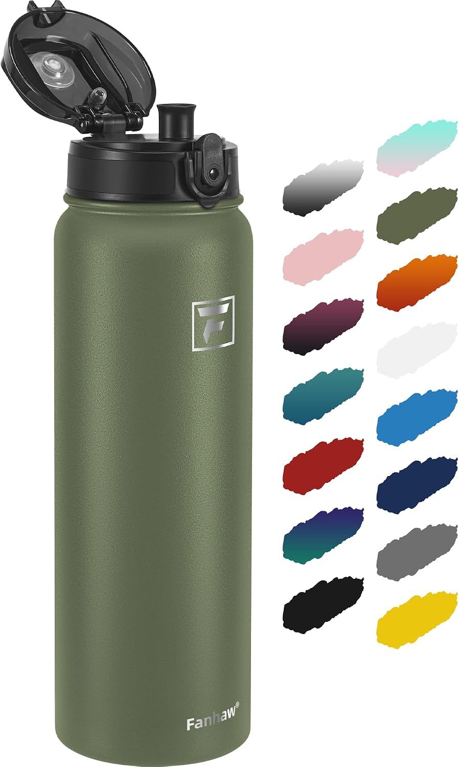 20oz Insulated Water Bottle with Anti-dust Chug Lid, Green Blue