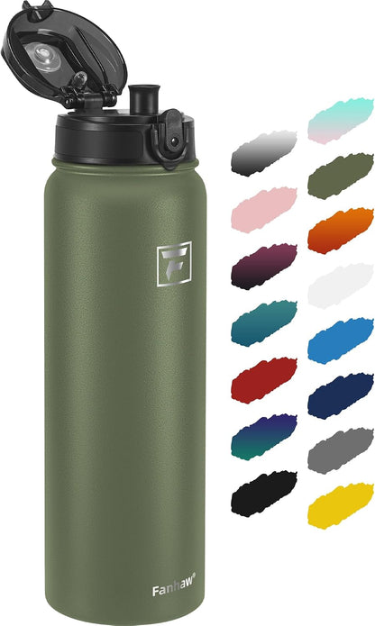 20oz Insulated Water Bottle with Anti-dust Chug Lid, Green Blue