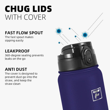 20oz Insulated Water Bottle with Anti-dust Chug Lid, Green Blue