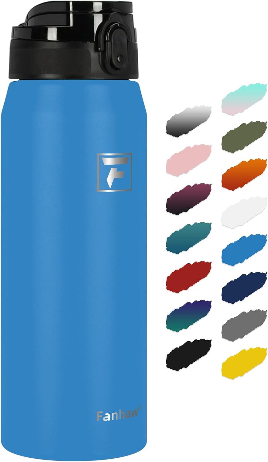 20oz Insulated Water Bottle with Anti-dust Chug Lid, Green Blue