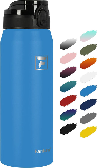 20oz Insulated Water Bottle with Anti-dust Chug Lid, Green Blue