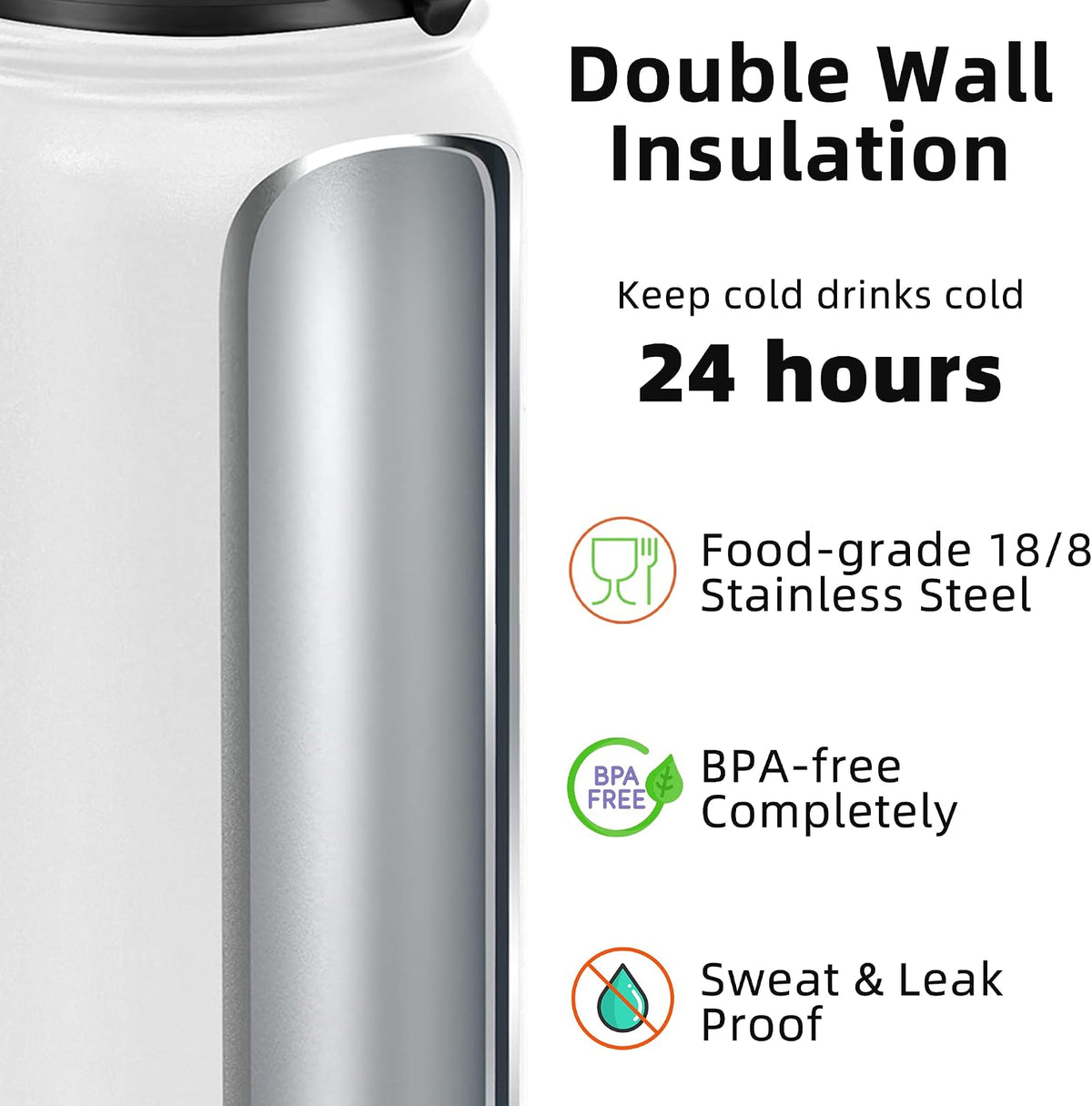 20oz Insulated Water Bottle with Anti-dust Chug Lid, Green Blue