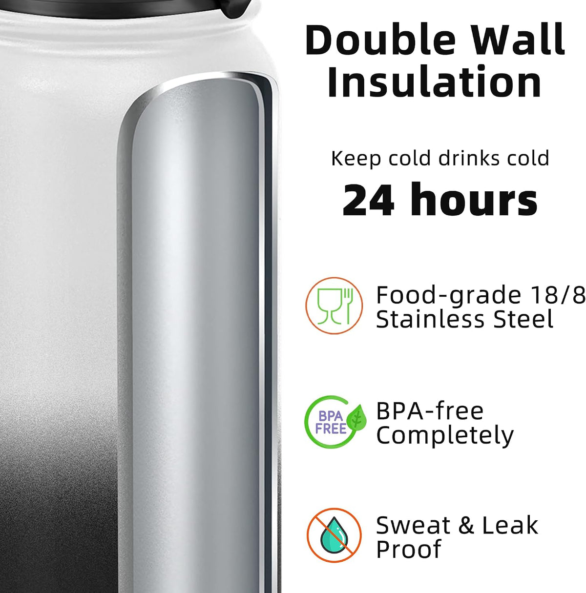 20oz Insulated Water Bottle with Anti-dust Chug Lid, Green Blue