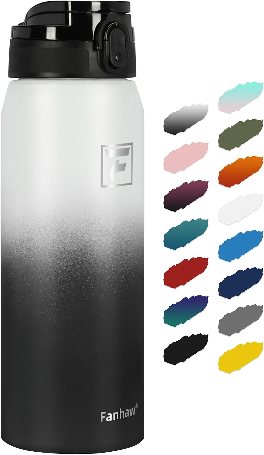 20oz Insulated Water Bottle with Anti-dust Chug Lid, Green Blue
