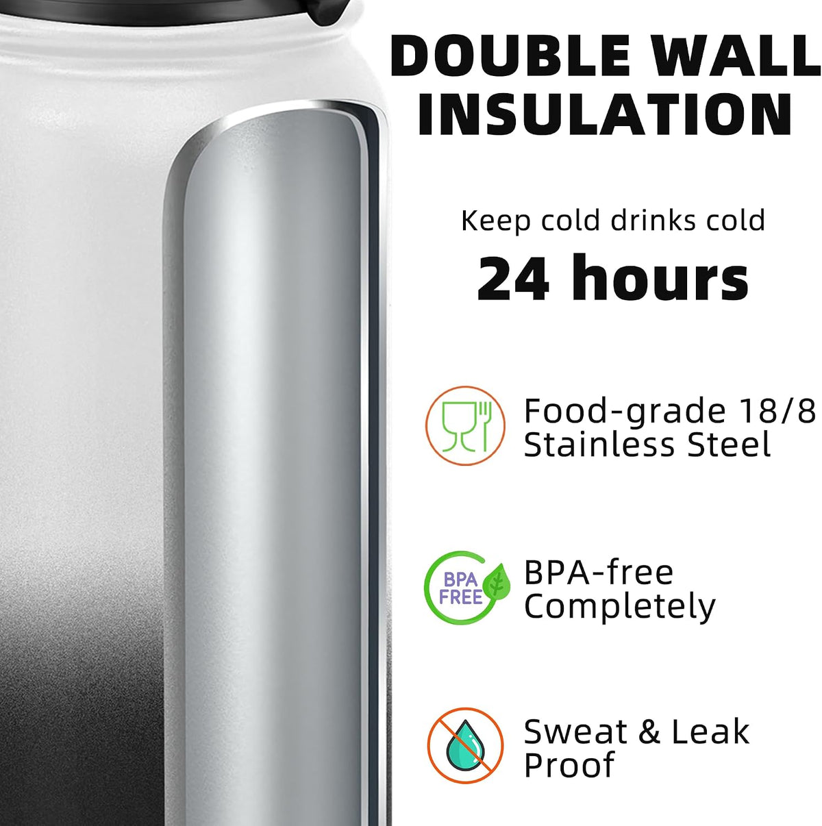 20oz Insulated Water Bottle with Anti-dust Chug Lid, Green Blue
