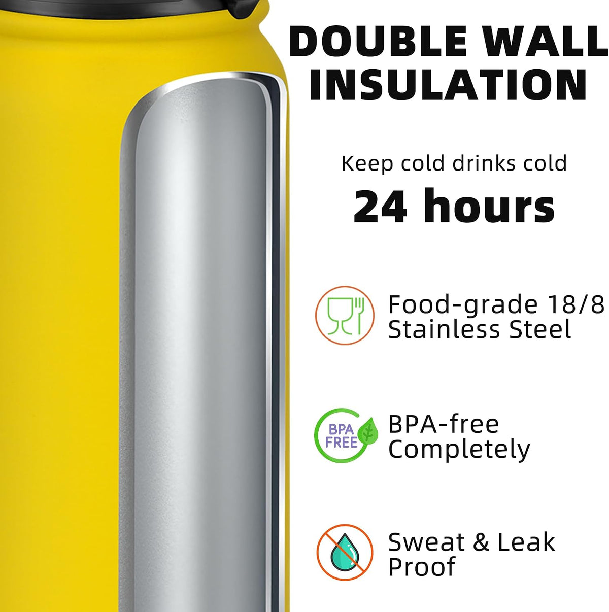 20oz Insulated Water Bottle with Anti-dust Chug Lid, Green Blue
