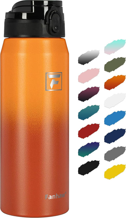 20oz Insulated Water Bottle with Anti-dust Chug Lid, Green Blue