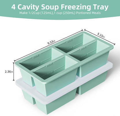 Silicone Freezer Tray for Sauce Cube: Super Prep Freezing Tray for Souped Storage - Freeze 125mL 250mL Broth Soup Portion