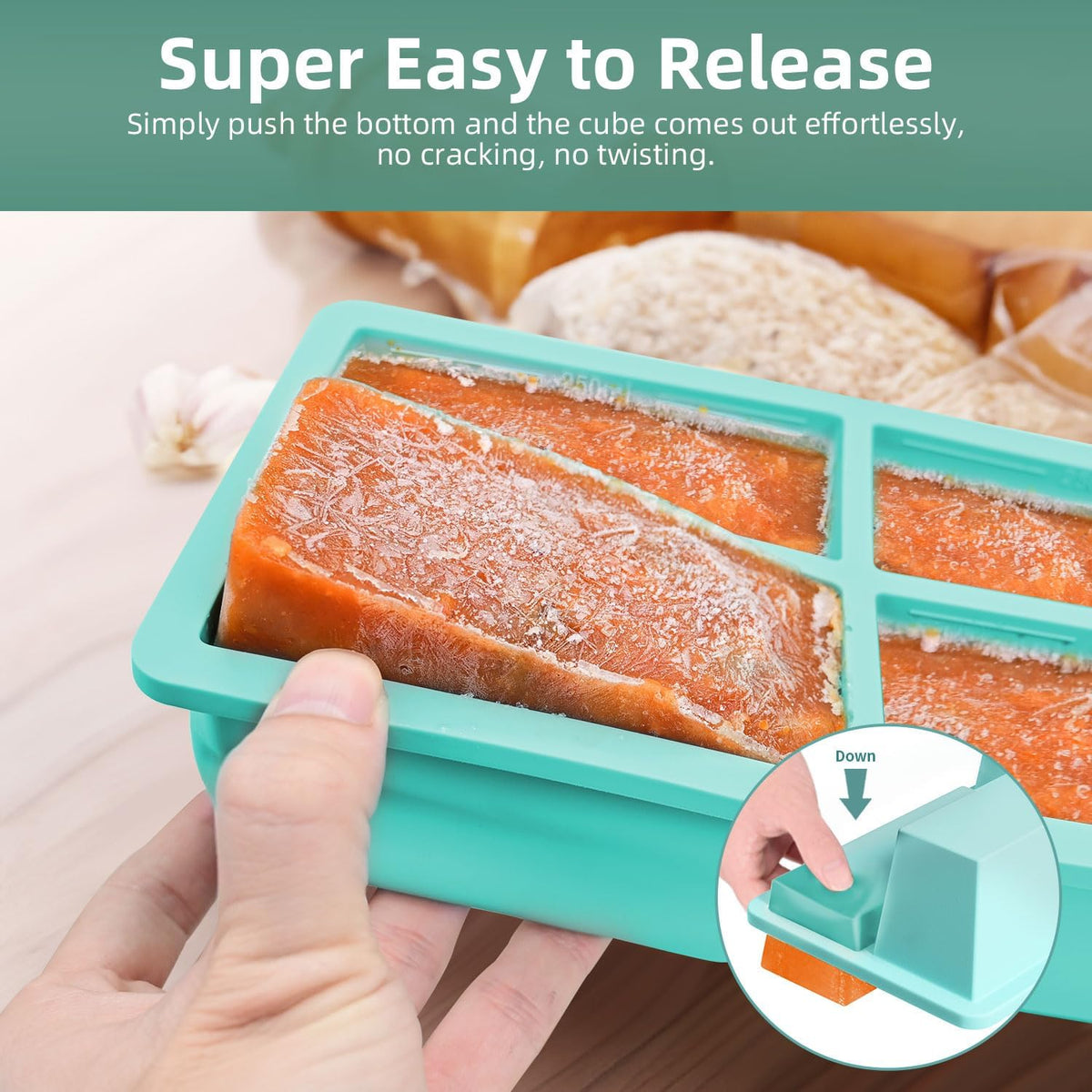 Silicone Freezer Tray for Sauce Cube: Super Prep Freezing Tray for Souped Storage - Freeze 125mL 250mL Broth Soup Portion