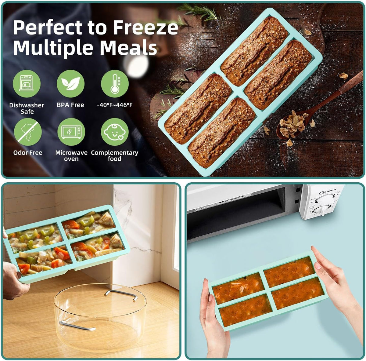 Silicone Freezer Tray for Sauce Cube: Super Prep Freezing Tray for Souped Storage - Freeze 125mL 250mL Broth Soup Portion