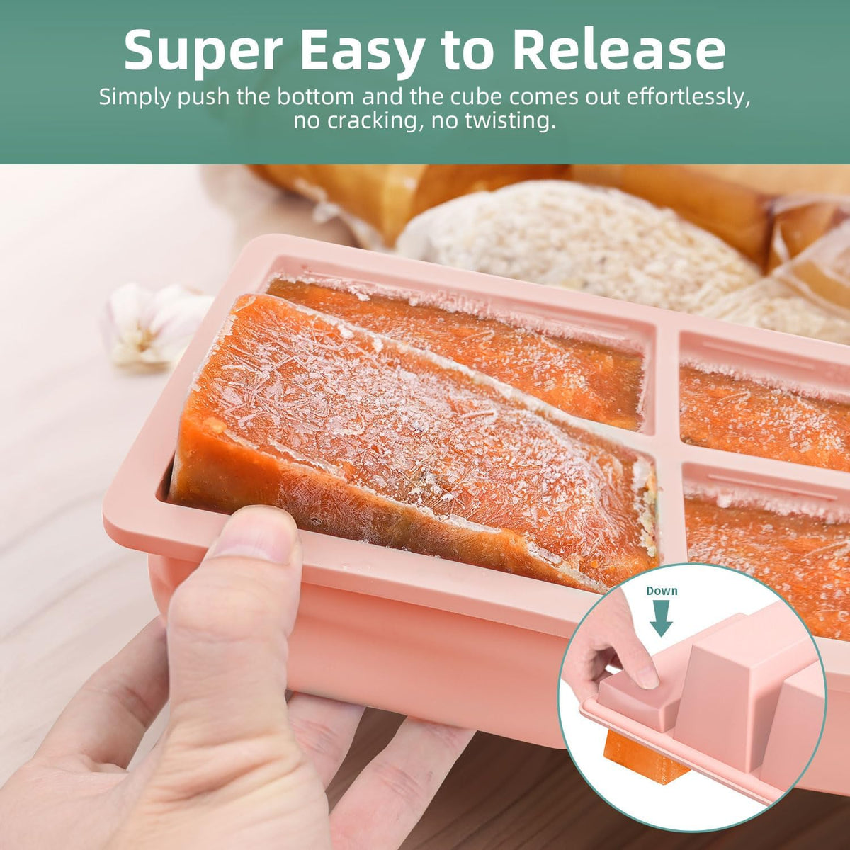 Silicone Freezer Tray for Sauce Cube: Super Prep Freezing Tray for Souped Storage - Freeze 125mL 250mL Broth Soup Portion