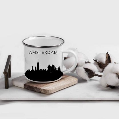 11oz. Tourist Travel Souvenir Stainless Steel Campfire Coffee Mug Gift, London Skyline, 1-Pack, Enamel Camping Cup Christmas Birthday Study Abroad Graduation, Includes Gift Box