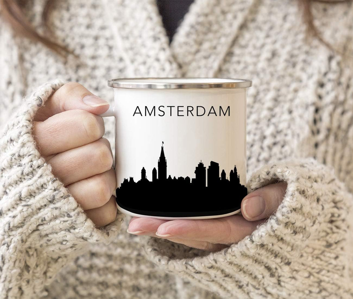 11oz. Tourist Travel Souvenir Stainless Steel Campfire Coffee Mug Gift, London Skyline, 1-Pack, Enamel Camping Cup Christmas Birthday Study Abroad Graduation, Includes Gift Box