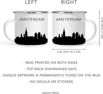 11oz. Tourist Travel Souvenir Stainless Steel Campfire Coffee Mug Gift, London Skyline, 1-Pack, Enamel Camping Cup Christmas Birthday Study Abroad Graduation, Includes Gift Box