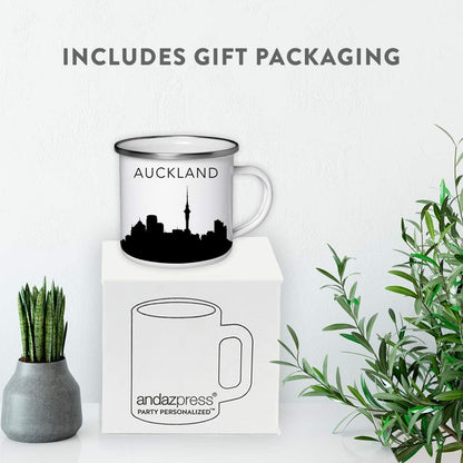 11oz. Tourist Travel Souvenir Stainless Steel Campfire Coffee Mug Gift, London Skyline, 1-Pack, Enamel Camping Cup Christmas Birthday Study Abroad Graduation, Includes Gift Box