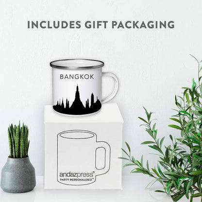 11oz. Tourist Travel Souvenir Stainless Steel Campfire Coffee Mug Gift, London Skyline, 1-Pack, Enamel Camping Cup Christmas Birthday Study Abroad Graduation, Includes Gift Box