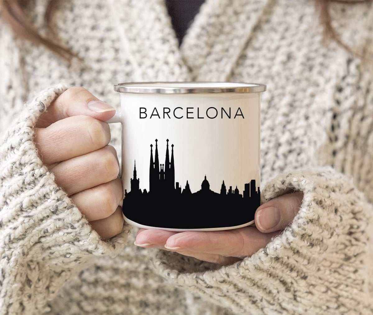11oz. Tourist Travel Souvenir Stainless Steel Campfire Coffee Mug Gift, London Skyline, 1-Pack, Enamel Camping Cup Christmas Birthday Study Abroad Graduation, Includes Gift Box