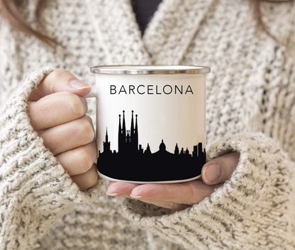 11oz. Tourist Travel Souvenir Stainless Steel Campfire Coffee Mug Gift, London Skyline, 1-Pack, Enamel Camping Cup Christmas Birthday Study Abroad Graduation, Includes Gift Box