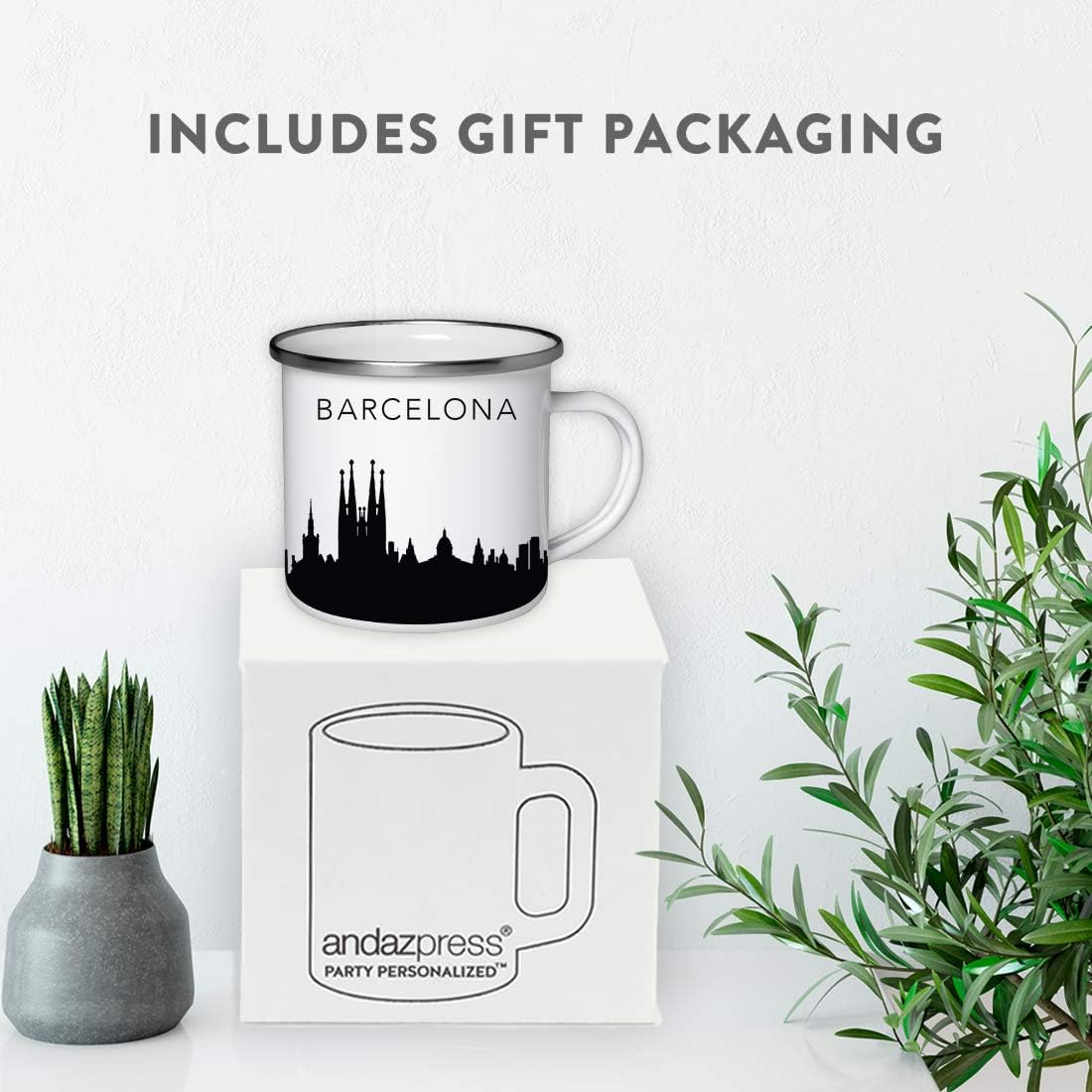 11oz. Tourist Travel Souvenir Stainless Steel Campfire Coffee Mug Gift, London Skyline, 1-Pack, Enamel Camping Cup Christmas Birthday Study Abroad Graduation, Includes Gift Box