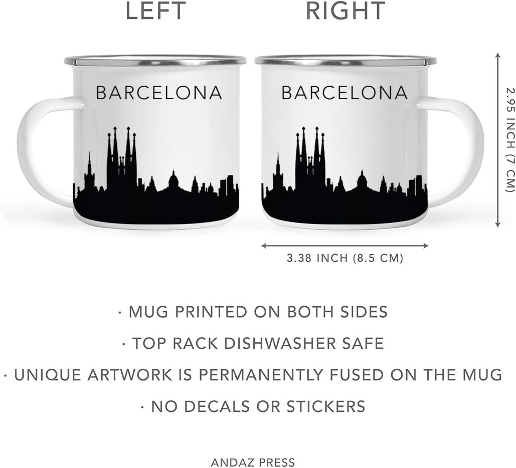 11oz. Tourist Travel Souvenir Stainless Steel Campfire Coffee Mug Gift, London Skyline, 1-Pack, Enamel Camping Cup Christmas Birthday Study Abroad Graduation, Includes Gift Box