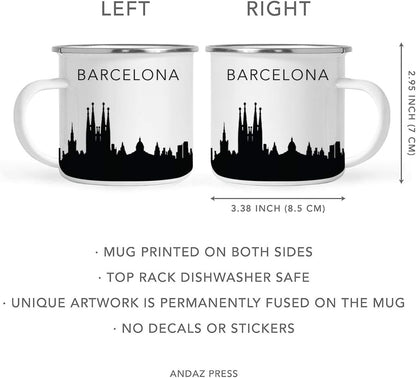 11oz. Tourist Travel Souvenir Stainless Steel Campfire Coffee Mug Gift, London Skyline, 1-Pack, Enamel Camping Cup Christmas Birthday Study Abroad Graduation, Includes Gift Box