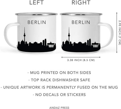 11oz. Tourist Travel Souvenir Stainless Steel Campfire Coffee Mug Gift, London Skyline, 1-Pack, Enamel Camping Cup Christmas Birthday Study Abroad Graduation, Includes Gift Box