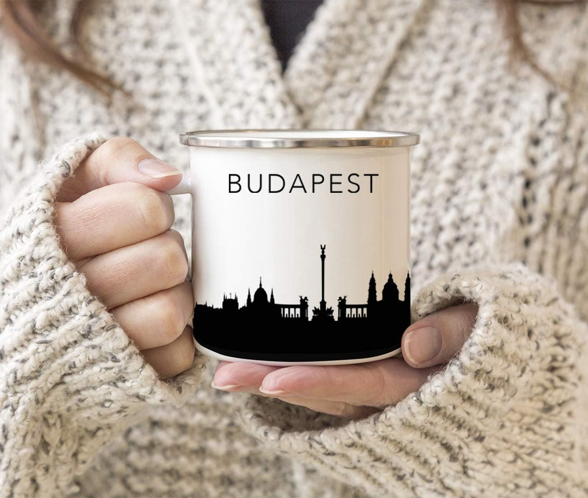 11oz. Tourist Travel Souvenir Stainless Steel Campfire Coffee Mug Gift, London Skyline, 1-Pack, Enamel Camping Cup Christmas Birthday Study Abroad Graduation, Includes Gift Box