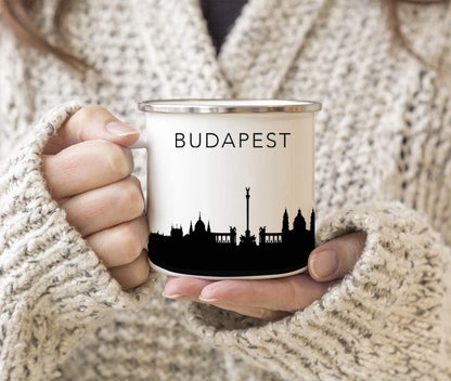 11oz. Tourist Travel Souvenir Stainless Steel Campfire Coffee Mug Gift, London Skyline, 1-Pack, Enamel Camping Cup Christmas Birthday Study Abroad Graduation, Includes Gift Box