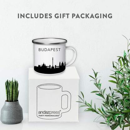 11oz. Tourist Travel Souvenir Stainless Steel Campfire Coffee Mug Gift, London Skyline, 1-Pack, Enamel Camping Cup Christmas Birthday Study Abroad Graduation, Includes Gift Box